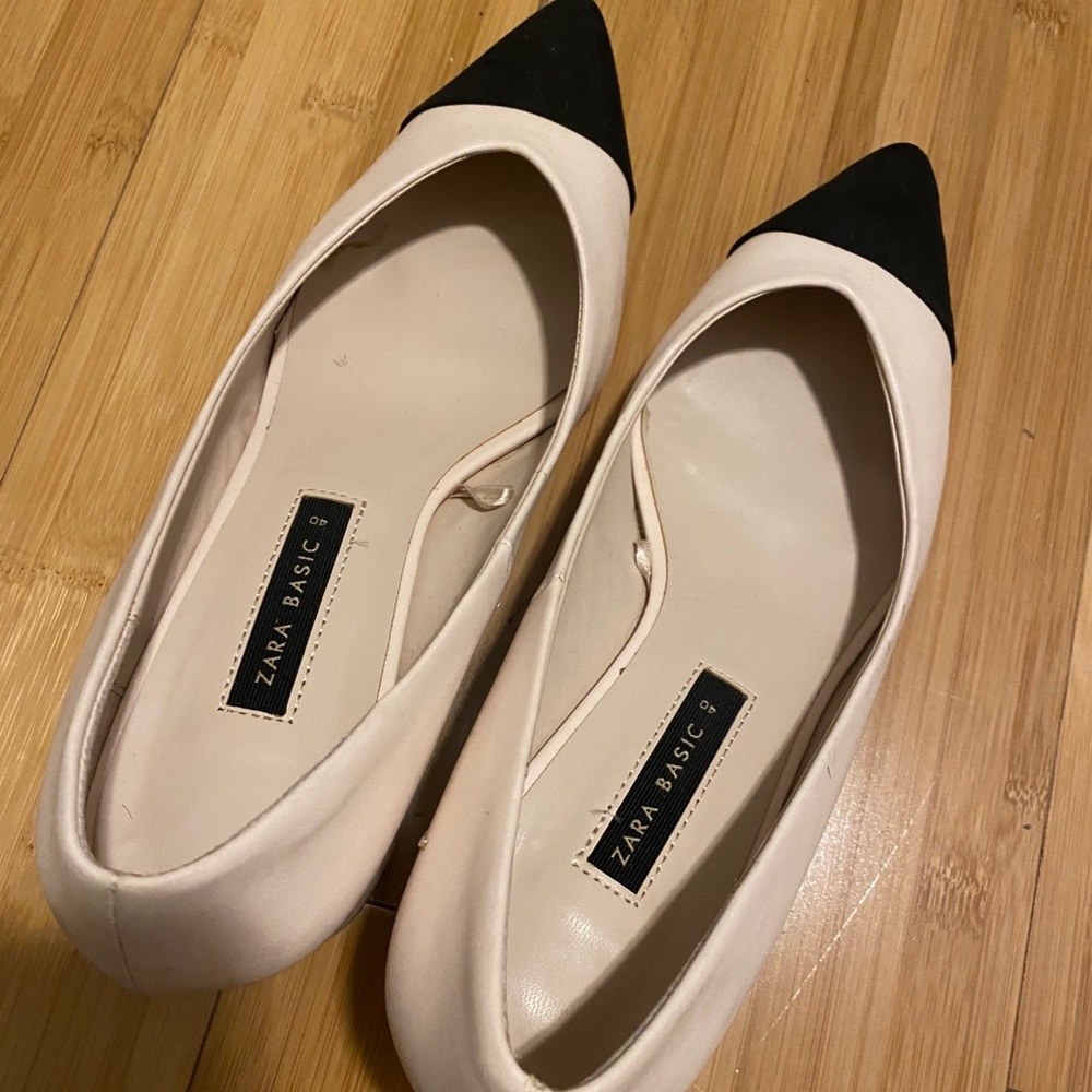 Zara Basic Two Tones Block Heel Shoes